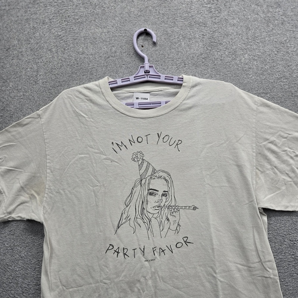 Billie Eilish Men Shirt M White Im Not Your Party Favor Short Sleeve